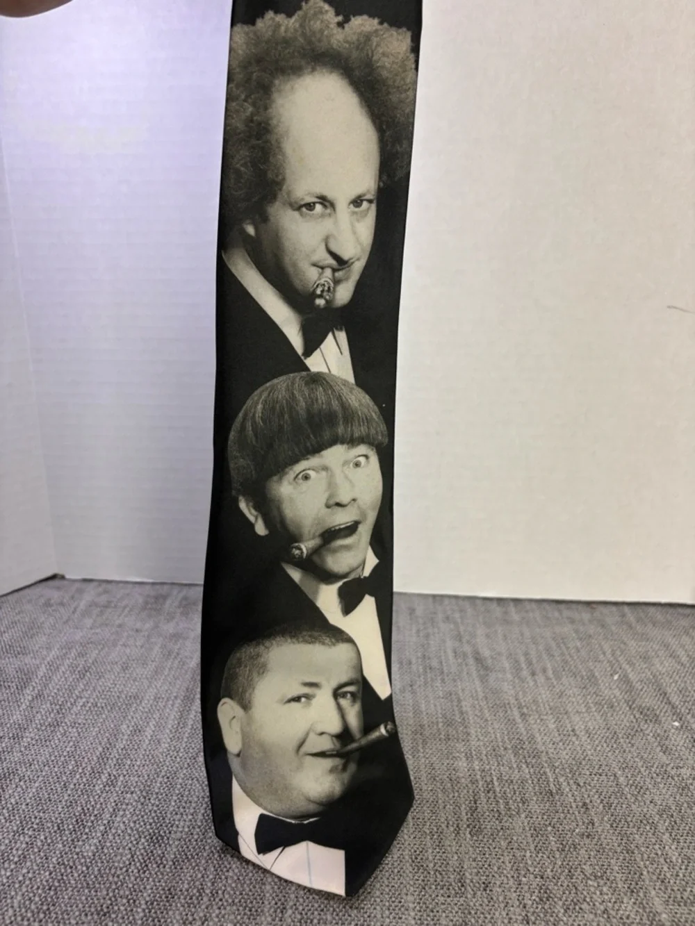 Three Stooges Smoking Black VTG Novelty Tie